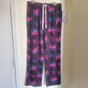 Arcane Jinx Black Dorm Pajama Pants with Pink and Blue Design By Bioworld